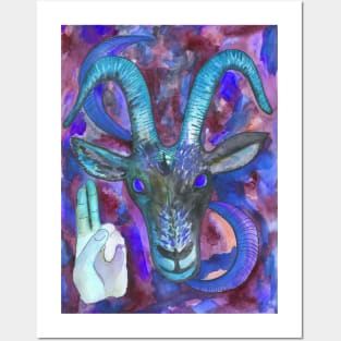 Violet satanic occult goat Posters and Art